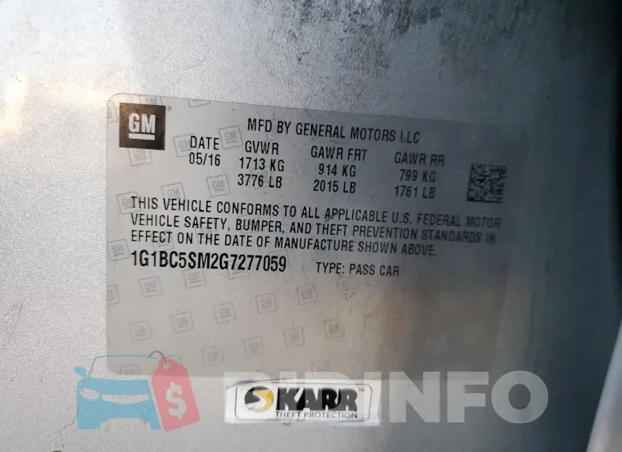 1G1BC5SM2G7277059 Photo# 12