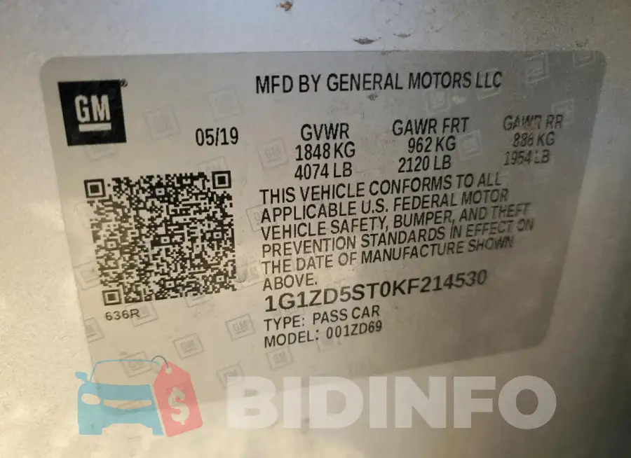1G1ZD5ST0KF214530 Photo# 13