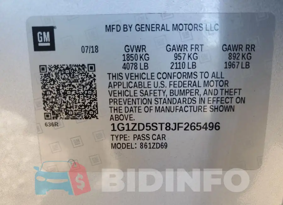 1G1ZD5ST8JF265496 Photo# 13