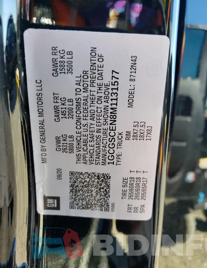 1GCGSCEN8M1131577 Photo# 13