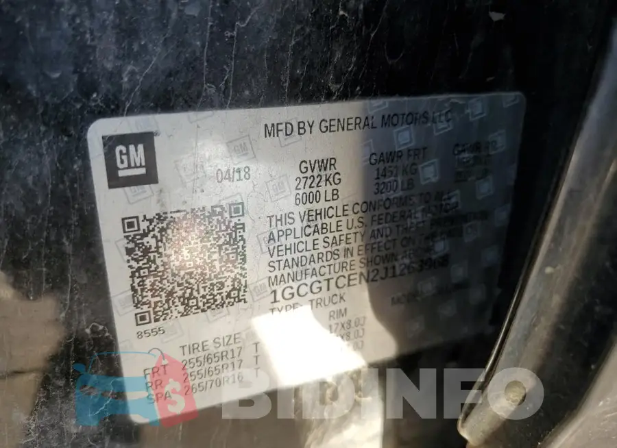 1GCGTCEN2J1263968 Photo# 12