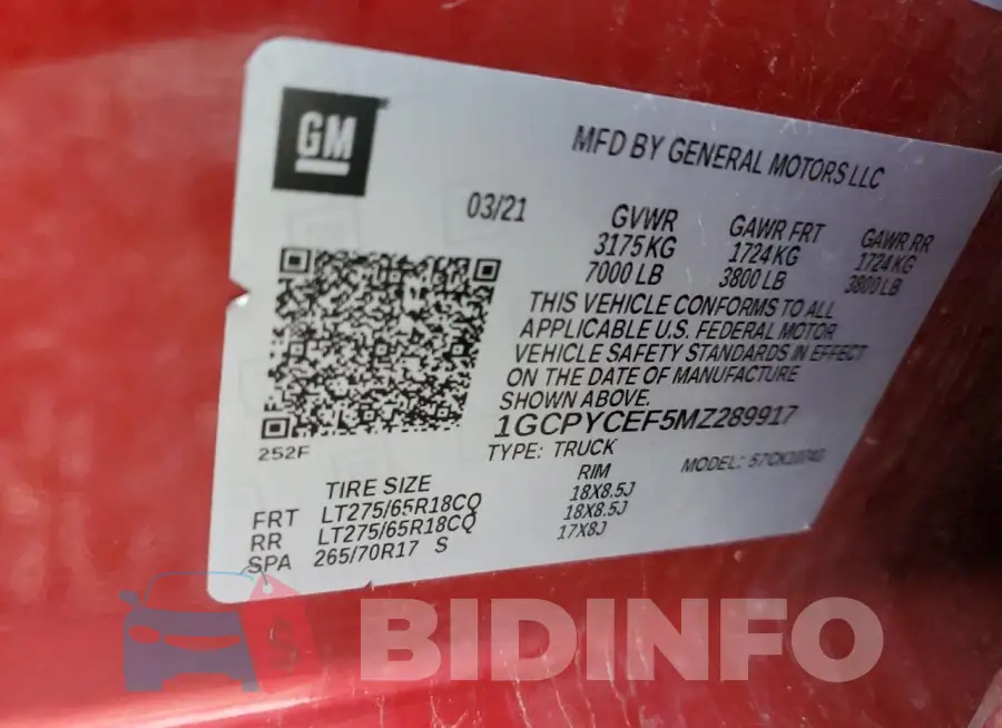 1GCPYCEF5MZ289917 Photo# 13