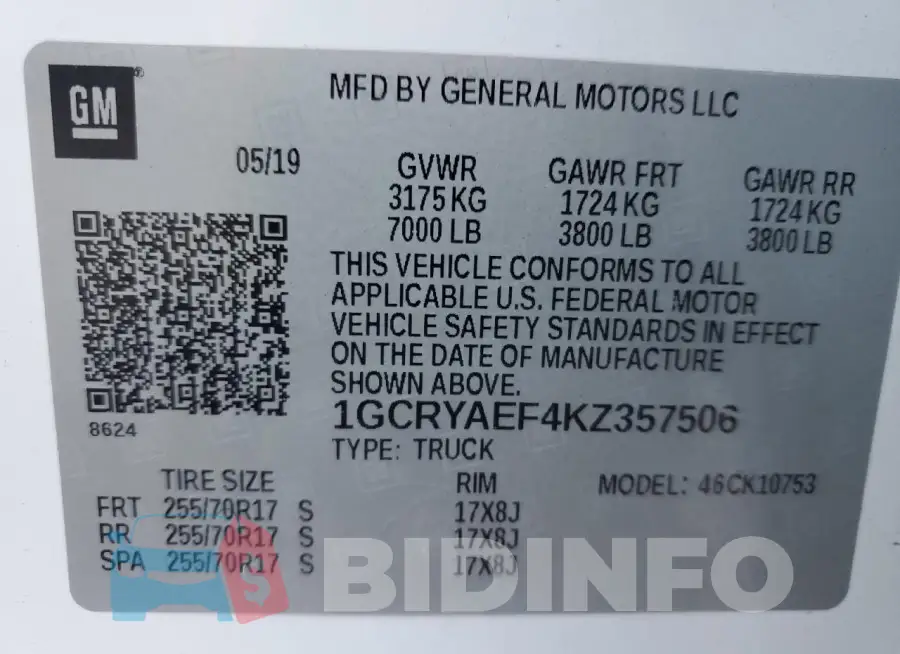 1GCRYAEF4KZ357506 Photo# 12