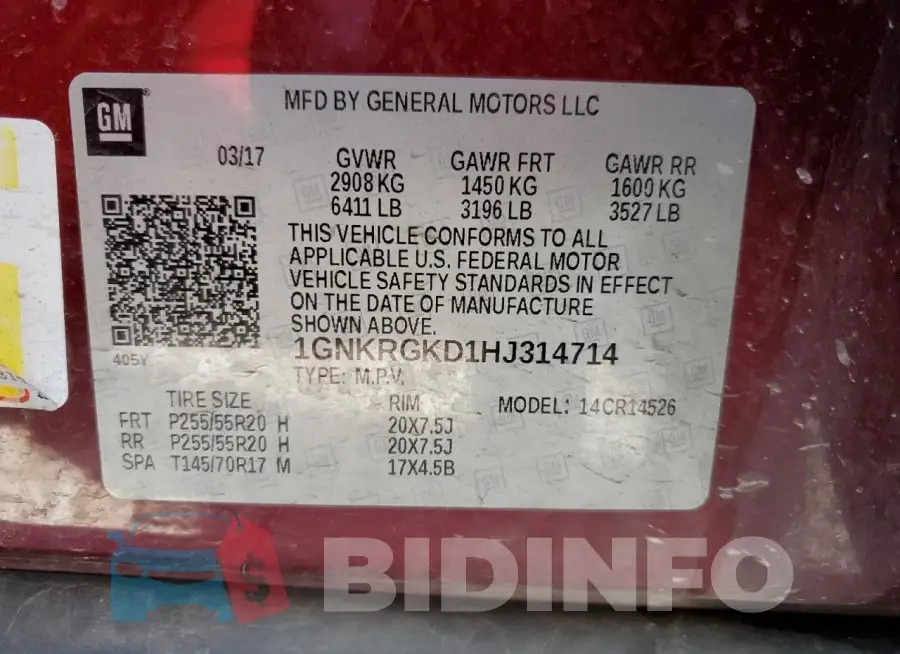 1GNKRGKD1HJ314714 Photo# 13