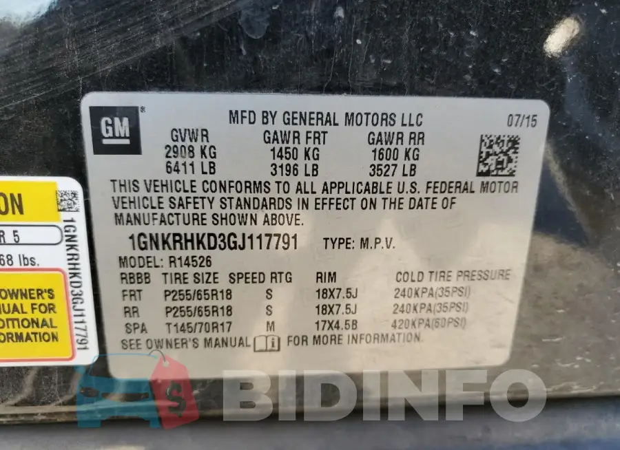 1GNKRHKD3GJ117791 Photo# 14