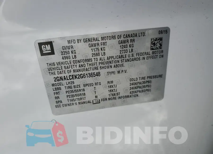 2GNALCEK2G6136548 Photo# 13