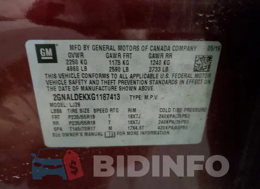 2GNALDEKXG1187413 Photo# 13