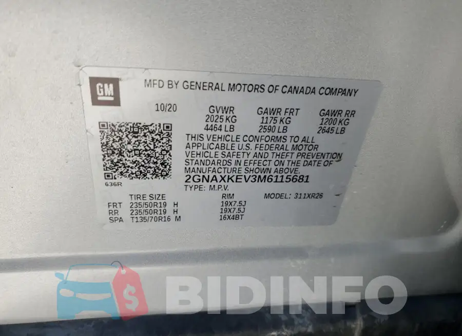 2GNAXKEV3M6115681 Photo# 12