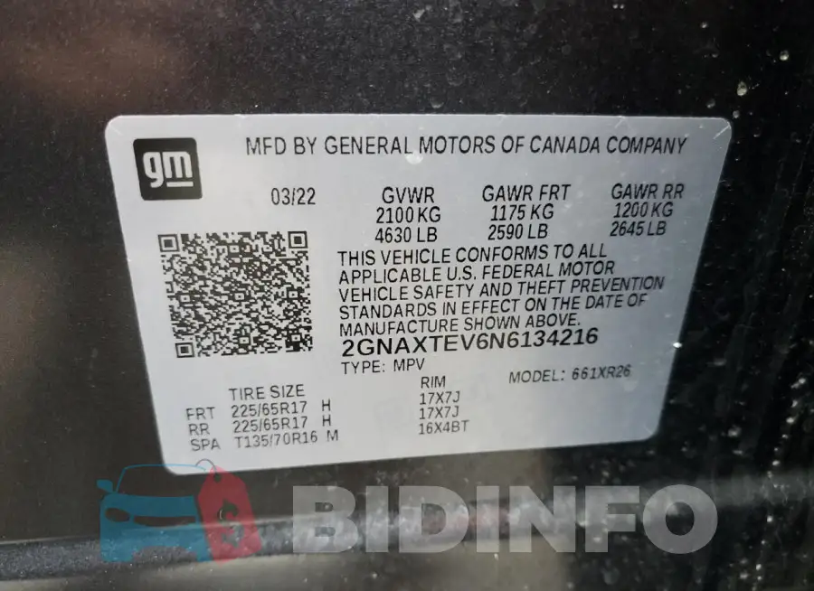 2GNAXTEV6N6134216 Photo# 14