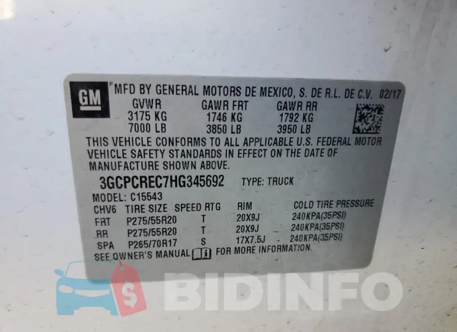 3GCPCREC7HG345692 Photo# 13