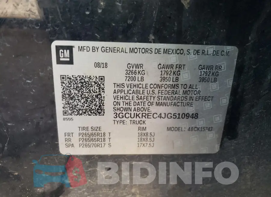 3GCUKREC4JG510948 Photo# 12