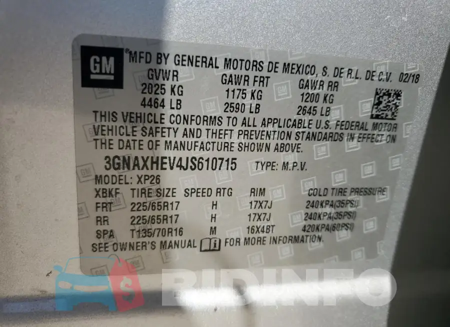 3GNAXHEV4JS610715 Photo# 13