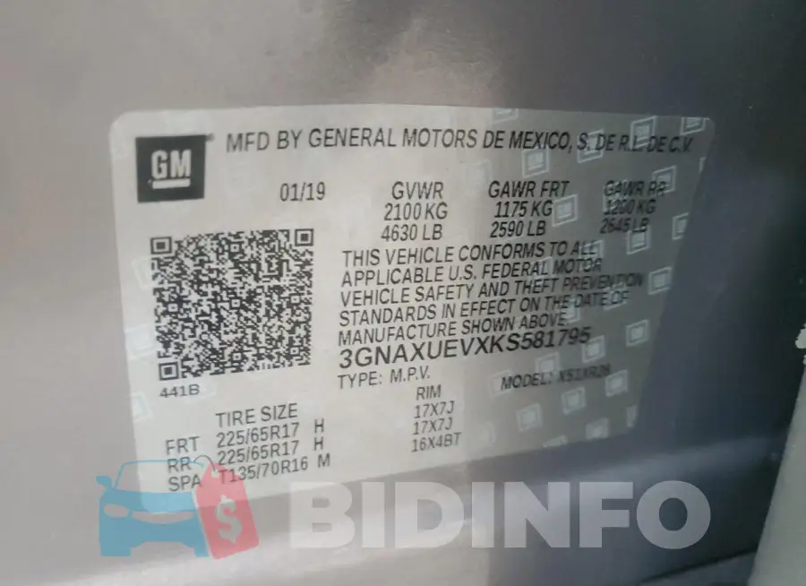 3GNAXUEVXKS581795 Photo# 13