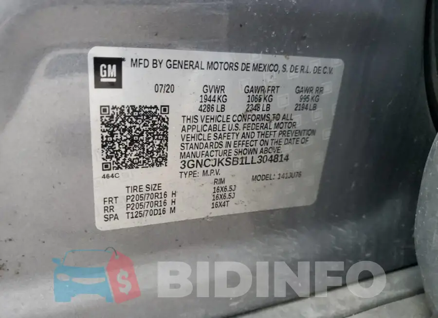 3GNCJKSB1LL304814 Photo# 13