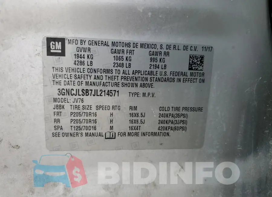 3GNCJLSB7JL214571 Photo# 13