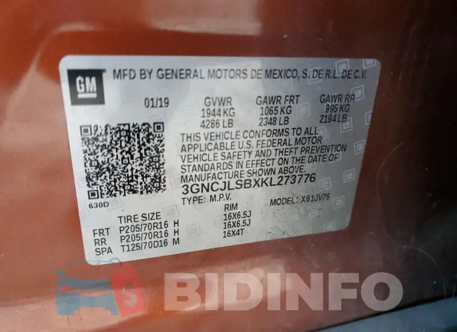 3GNCJLSBXKL273776 Photo# 13