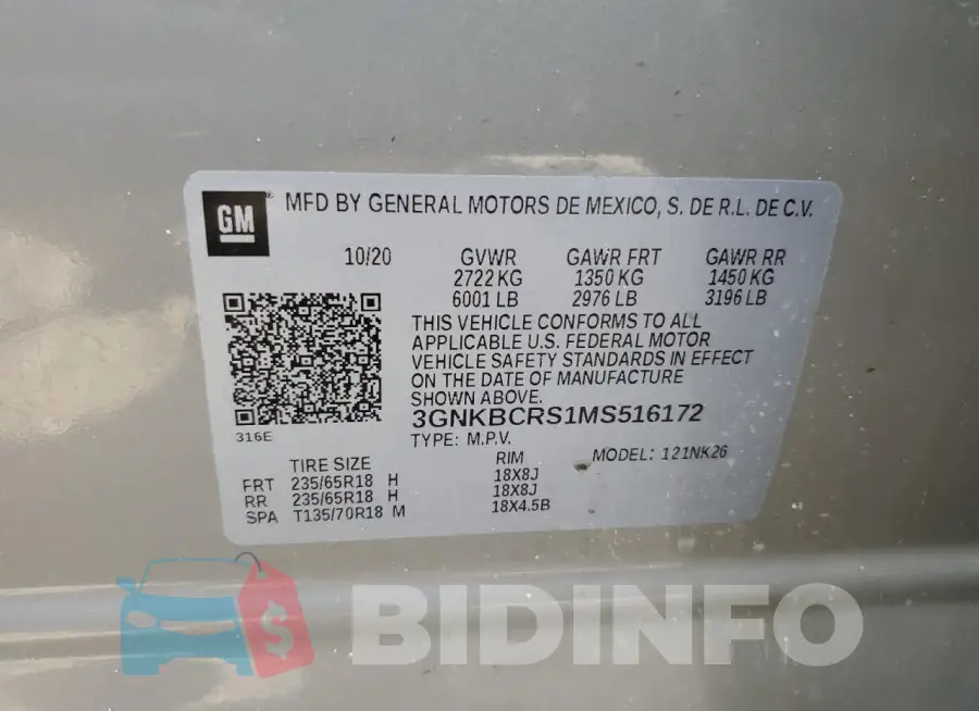 3GNKBCRS1MS516172 Photo# 12