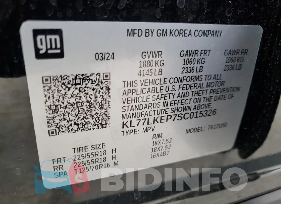 KL77LKEP7SC015326 Photo# 14