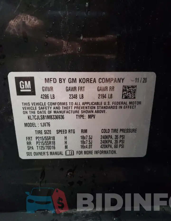 KL7CJLSB1MB336936 Photo# 12