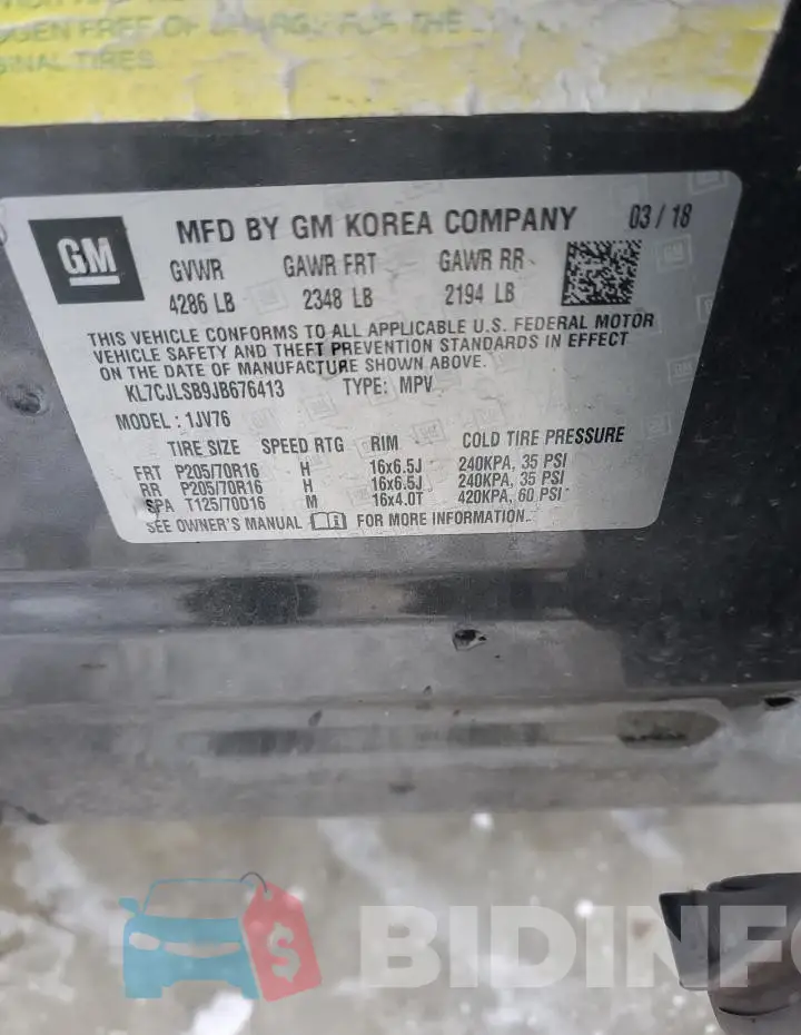 KL7CJLSB9JB676413 Photo# 13