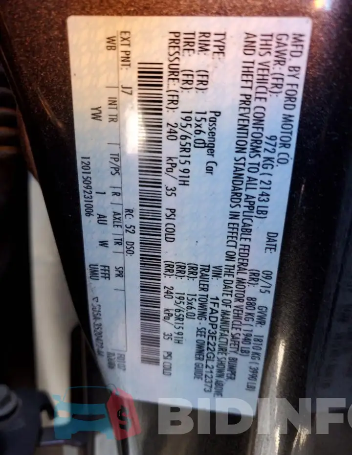 1FADP3E22GL212373 Photo# 12
