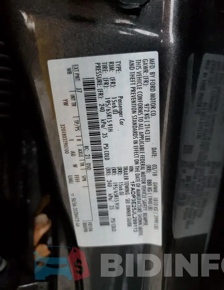 1FADP3E25JL299113 Photo# 12