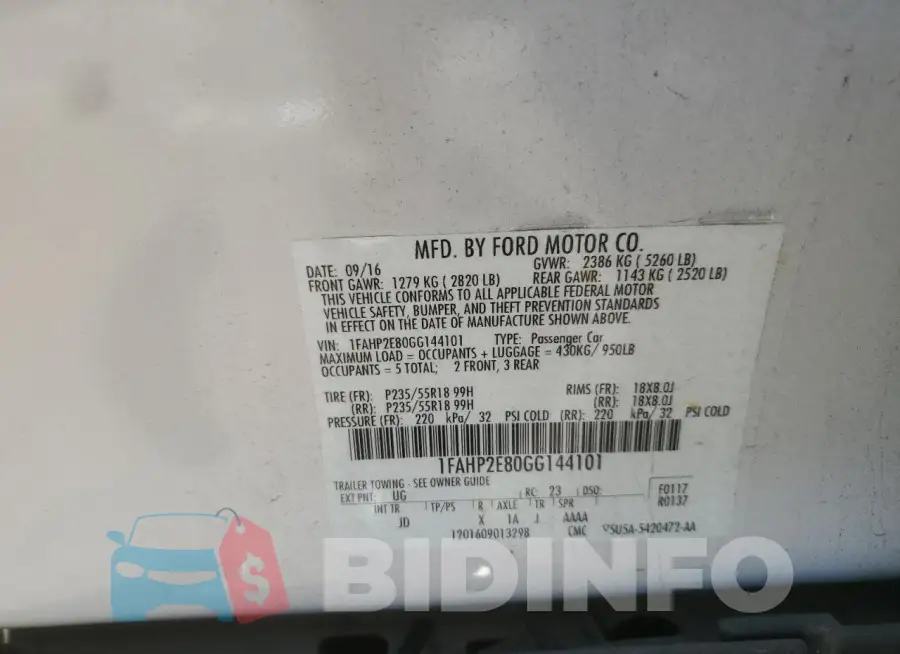 1FAHP2E80GG144101 Photo# 13