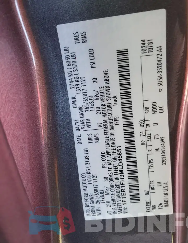1FTER1FH3MLD45851 Photo# 12