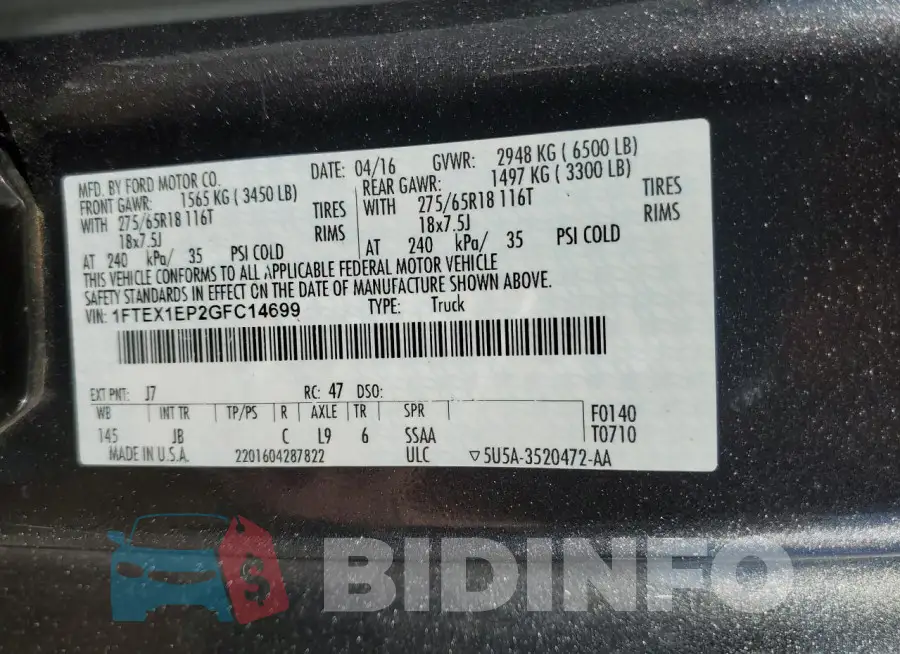 1FTEX1EP2GFC14699 Photo# 12