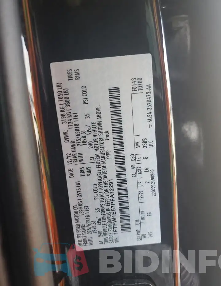 1FTFW1E57PFA72291 Photo# 12