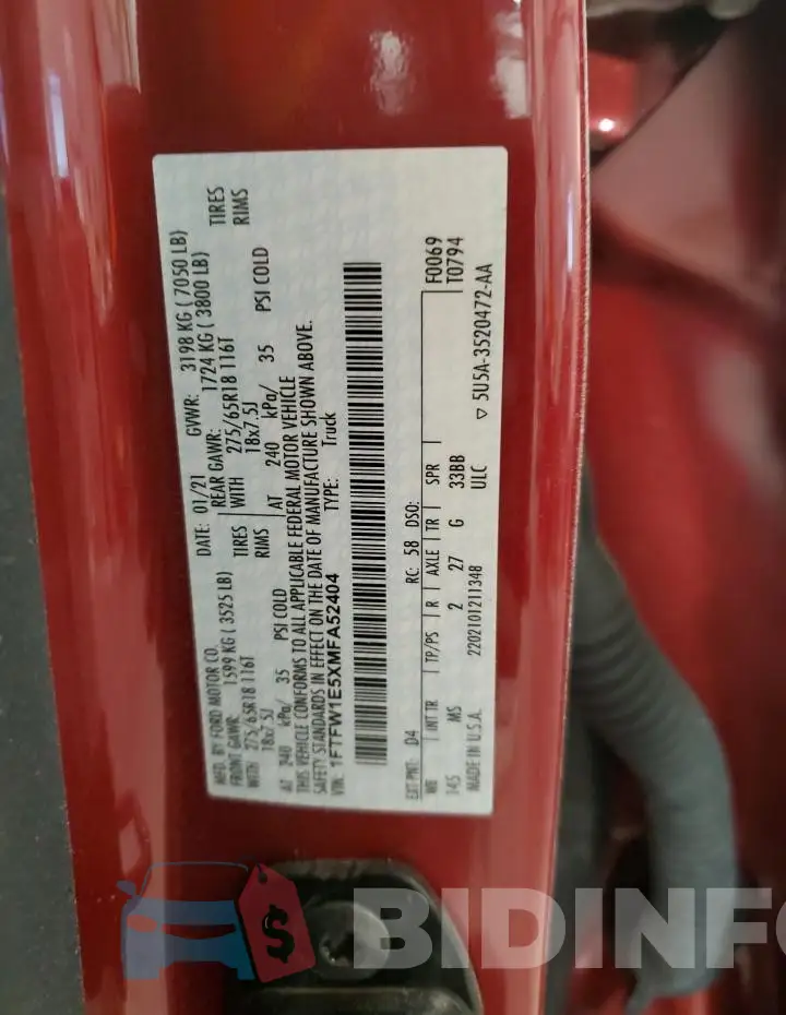 1FTFW1E5XMFA52404 Photo# 12
