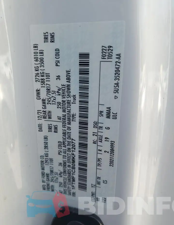 1FTMF1CB0MKF12077 Photo# 12