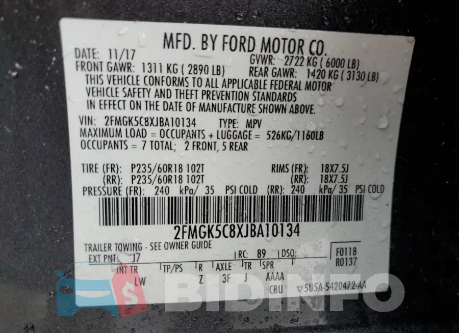 2FMGK5C8XJBA10134 Photo# 14