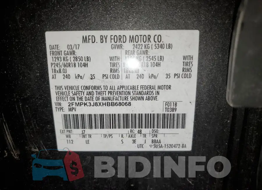 2FMPK3J8XHBB68068 Photo# 12