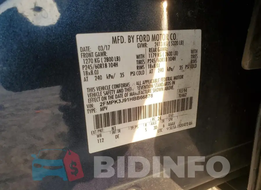 2FMPK3J91HBB66878 Photo# 13