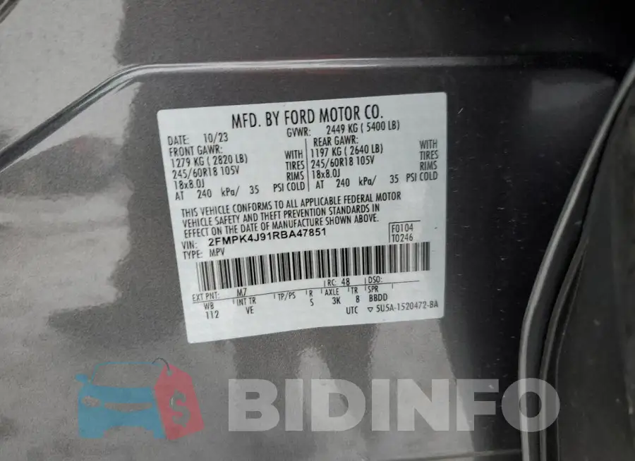 2FMPK4J91RBA47851 Photo# 13