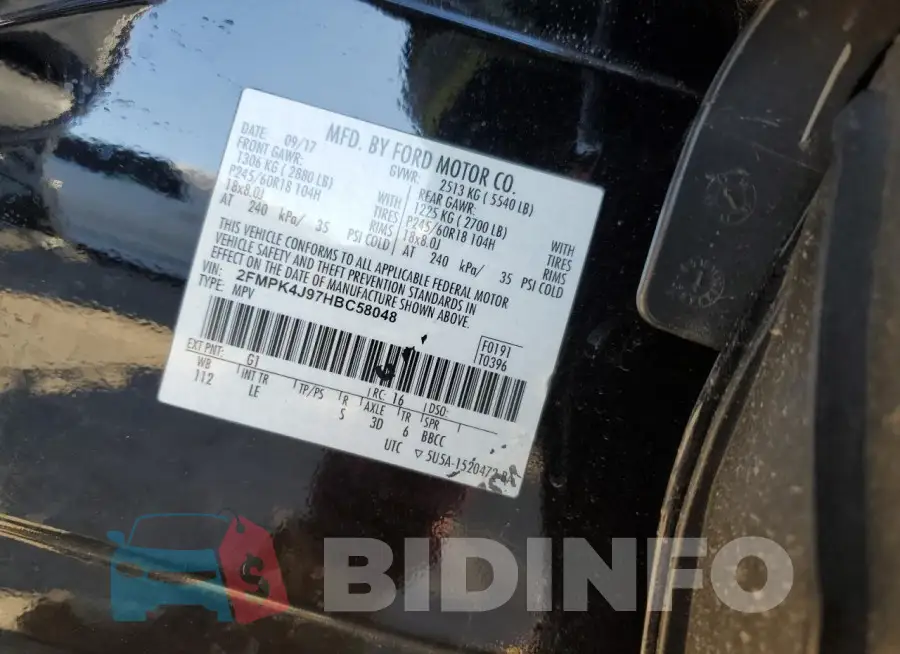 2FMPK4J97HBC58048 Photo# 14