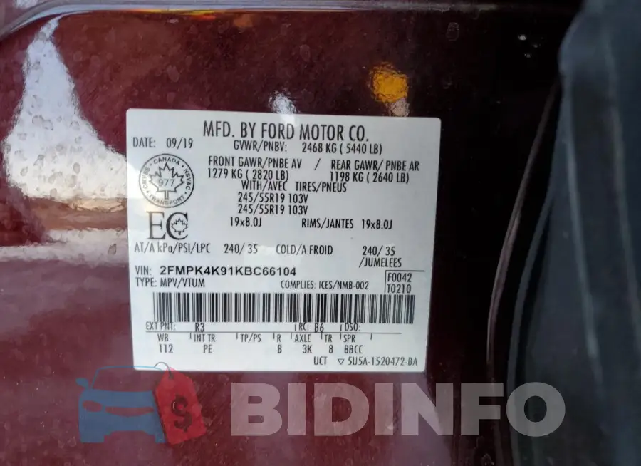 2FMPK4K91KBC66104 Photo# 13