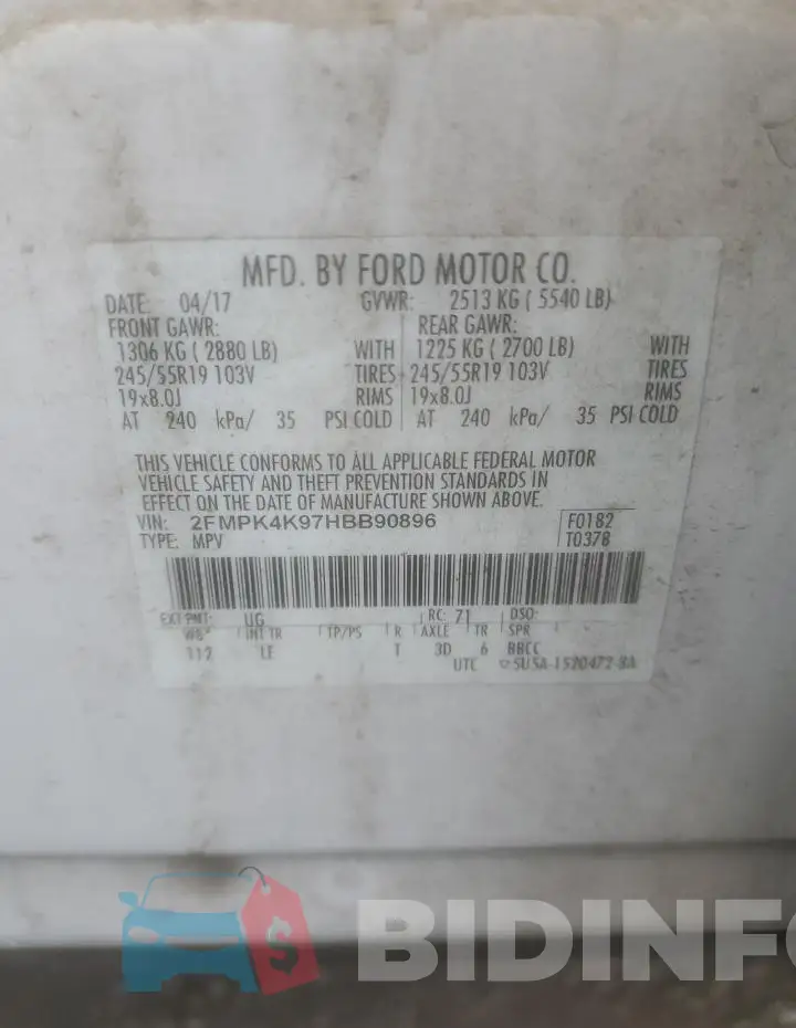 2FMPK4K97HBB90896 Photo# 14