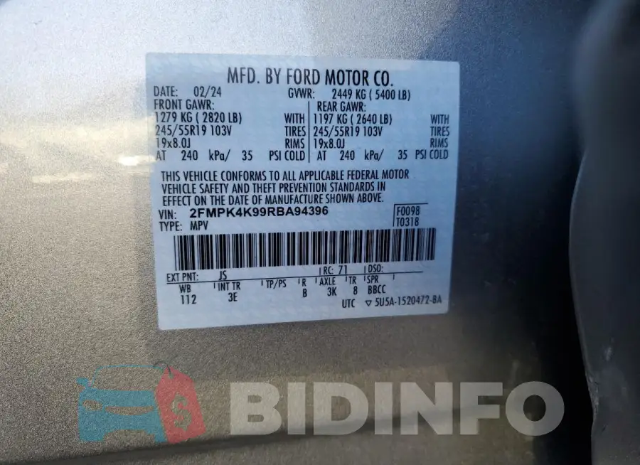 2FMPK4K99RBA94396 Photo# 14