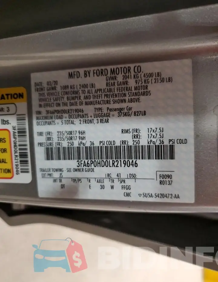 3FA6P0HD0LR219046 Photo# 13
