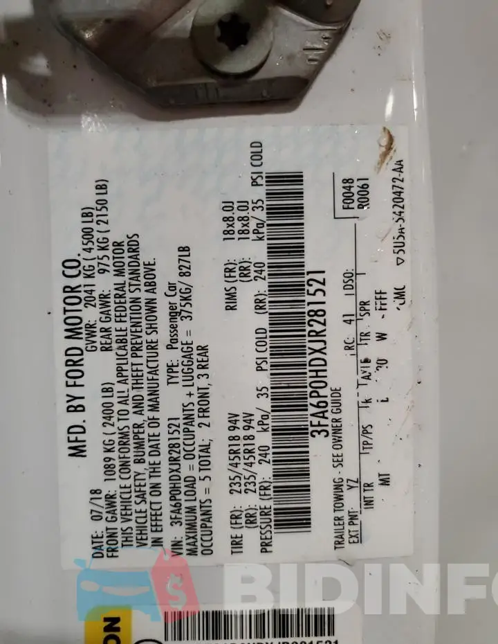 3FA6P0HDXJR281521 Photo# 13