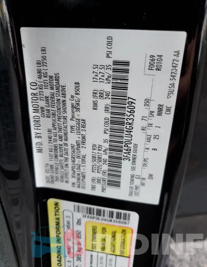 3FA6P0LU4GR356097 Photo# 12