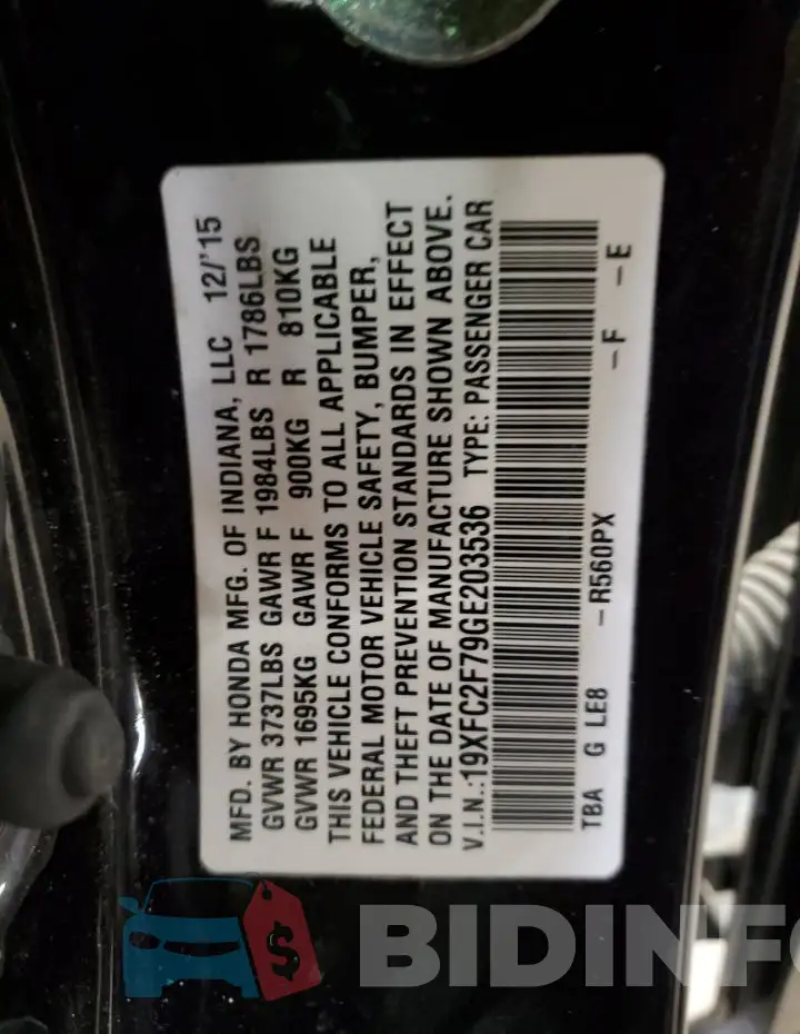 19XFC2F79GE203536 Photo# 13
