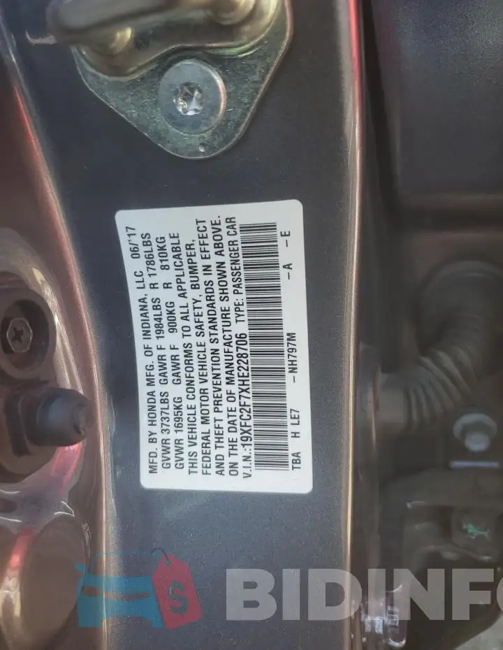 19XFC2F7XHE228706 Photo# 12