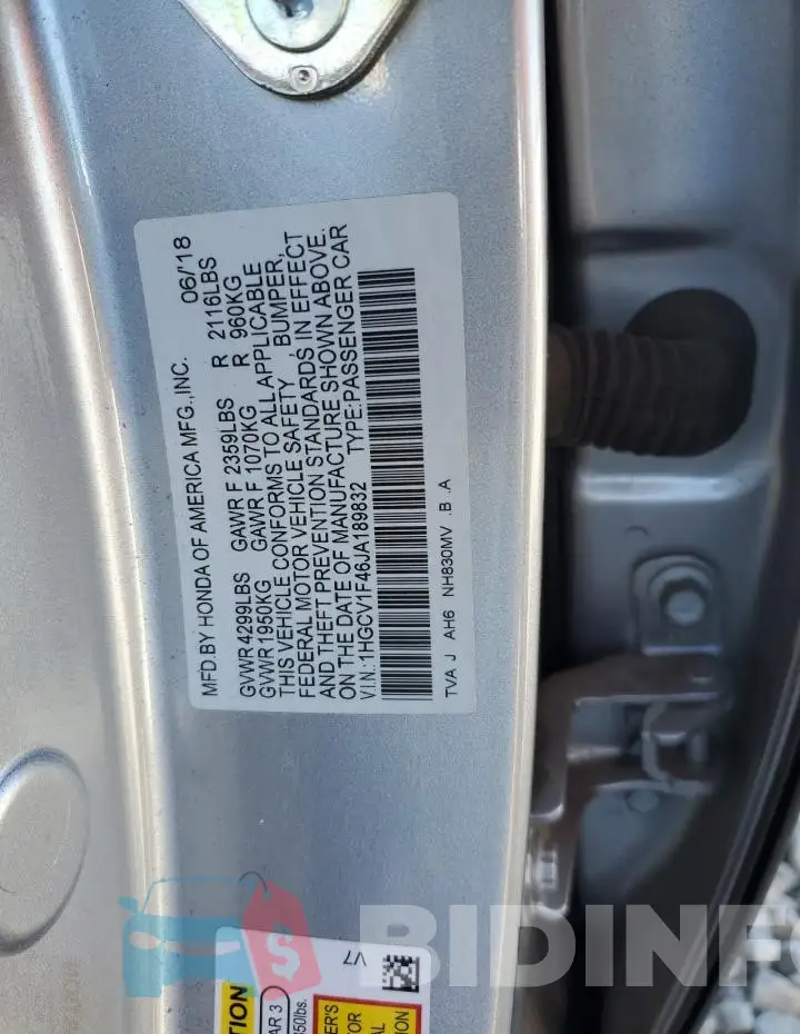 1HGCV1F46JA189832 Photo# 12