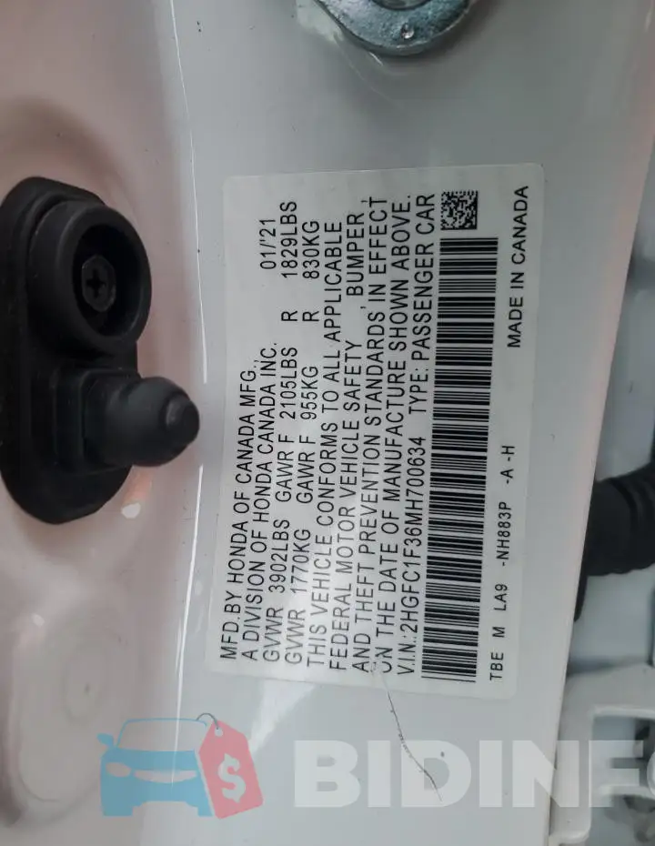 2HGFC1F36MH700634 Photo# 12