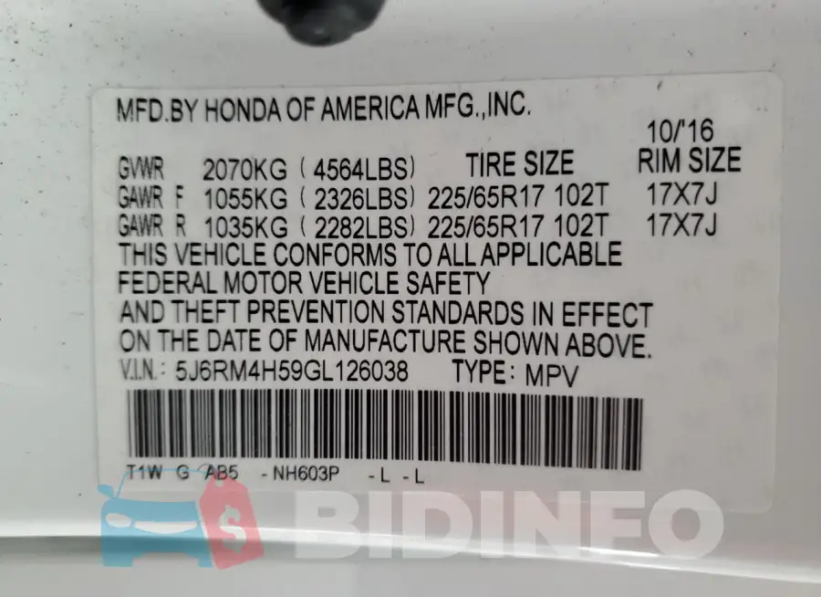 5J6RM4H59GL126038 Photo# 14