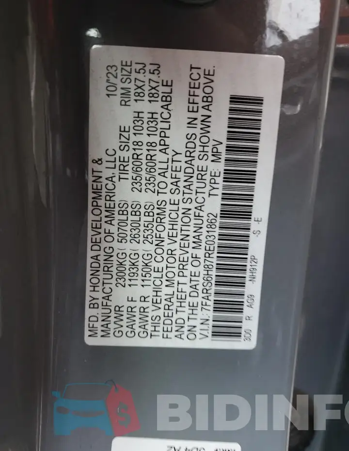 7FARS6H87RE031862 Photo# 13