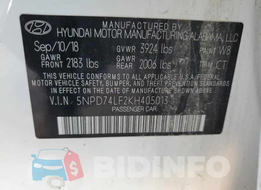 5NPD74LF2KH405013 Photo# 12